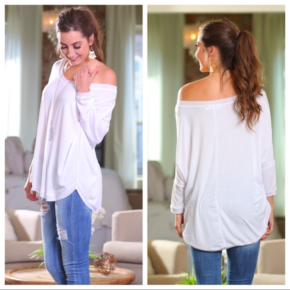Infinity Raine Tops - ✨LAST✨Ivory Ribbed Knit Dolman Tunic